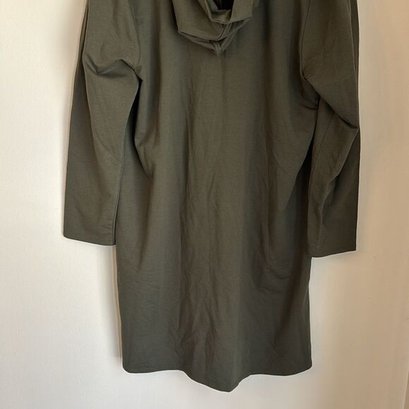 J. JILL WOMEN LONG HOODED POCKET OLIVE GREEN CAPE ROBE JACKET XL EUC PIMA COTTON - Picture 11 of 11